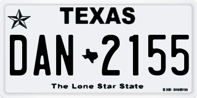 TX license plate DAN2155