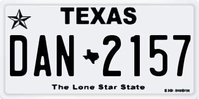 TX license plate DAN2157