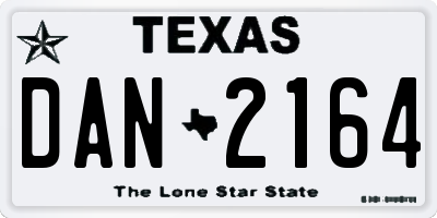TX license plate DAN2164
