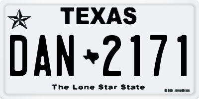 TX license plate DAN2171