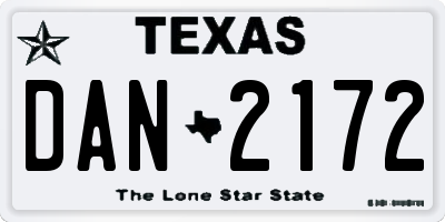 TX license plate DAN2172