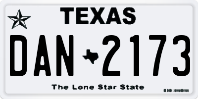 TX license plate DAN2173