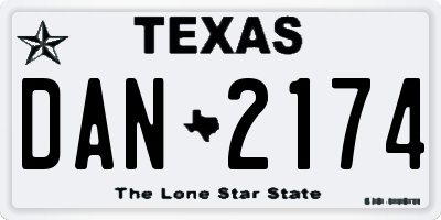 TX license plate DAN2174