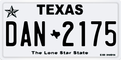 TX license plate DAN2175