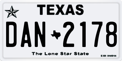 TX license plate DAN2178