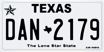 TX license plate DAN2179
