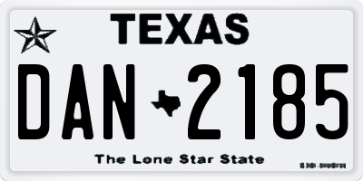 TX license plate DAN2185