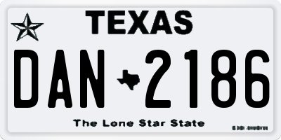 TX license plate DAN2186