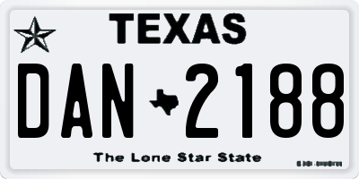 TX license plate DAN2188