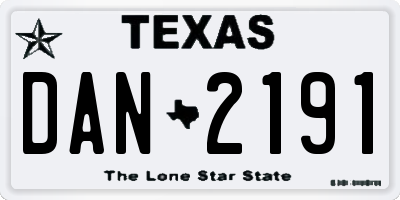 TX license plate DAN2191