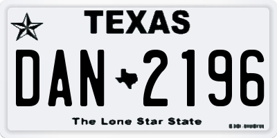 TX license plate DAN2196
