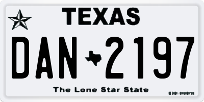 TX license plate DAN2197