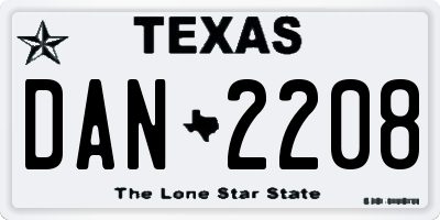 TX license plate DAN2208