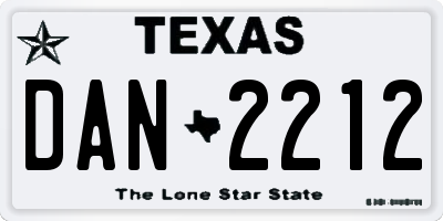 TX license plate DAN2212