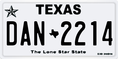 TX license plate DAN2214