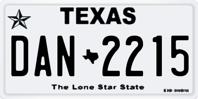 TX license plate DAN2215