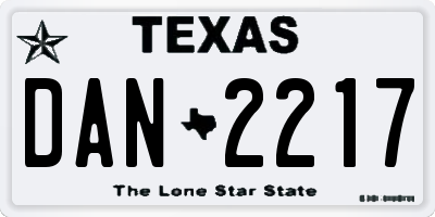 TX license plate DAN2217