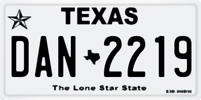 TX license plate DAN2219