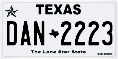 TX license plate DAN2223