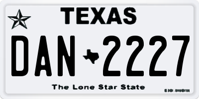 TX license plate DAN2227