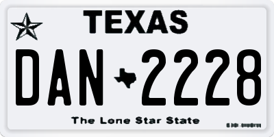 TX license plate DAN2228