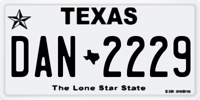 TX license plate DAN2229