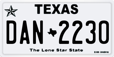 TX license plate DAN2230