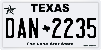 TX license plate DAN2235