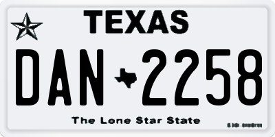 TX license plate DAN2258