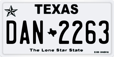 TX license plate DAN2263