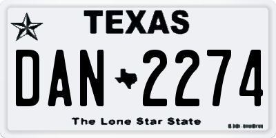 TX license plate DAN2274