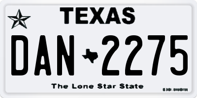 TX license plate DAN2275