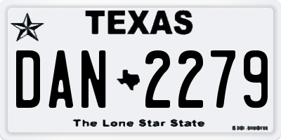 TX license plate DAN2279