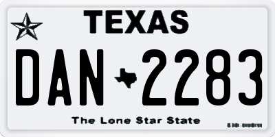 TX license plate DAN2283