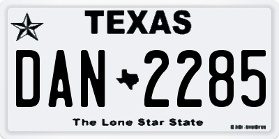 TX license plate DAN2285