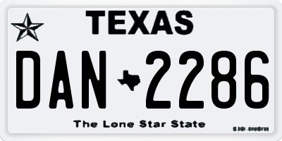 TX license plate DAN2286