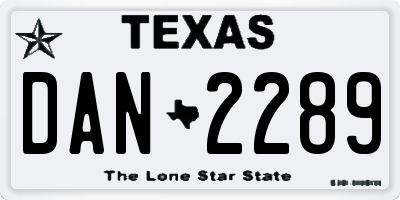 TX license plate DAN2289