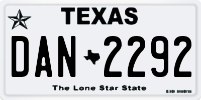 TX license plate DAN2292