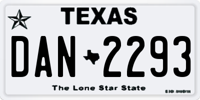 TX license plate DAN2293