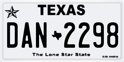 TX license plate DAN2298