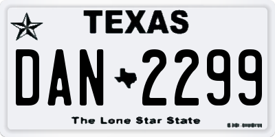 TX license plate DAN2299