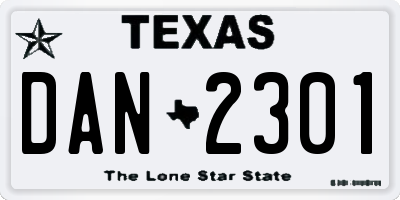 TX license plate DAN2301