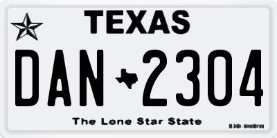 TX license plate DAN2304
