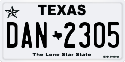 TX license plate DAN2305