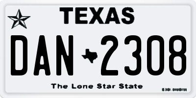 TX license plate DAN2308