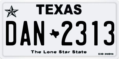 TX license plate DAN2313