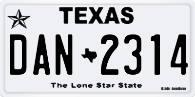 TX license plate DAN2314