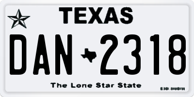 TX license plate DAN2318