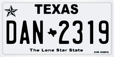 TX license plate DAN2319