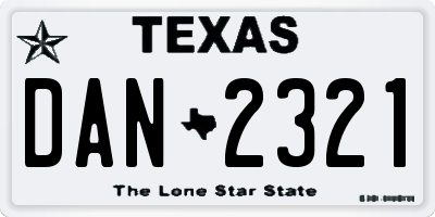 TX license plate DAN2321